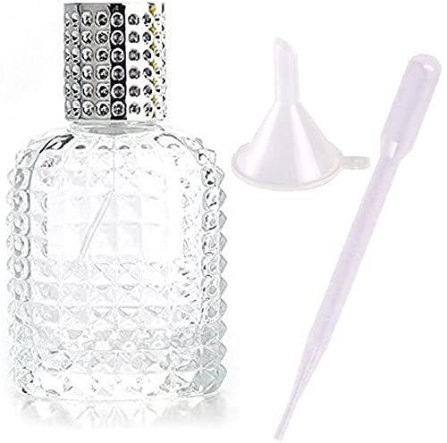 JJKMALL- 50ml Thick Clear Glass Fine Mist Spray Scent Aftershave Luxury Perfume Bottle Empty Atomizer Bottle Makeup Tool 1pc free Funnel Filler 1PC Free 3ml dropper 1pc free Storage bag
