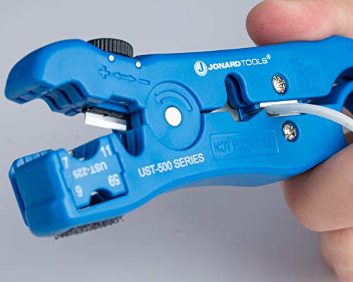 Jonard Tools UST-525 Universal Cable Stripping Tool with Cable Stop for Coax, Network, and Telephone Cables RG59/6 & 7/11 COAX Stripper w/ Stop