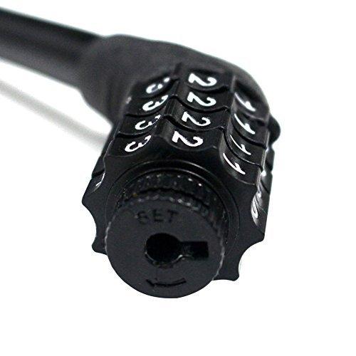 Sanwo Security Bike Lock 4 Digit Resettable Combination Cable Lock for Bicycle, 2 Feet x 1/2 Inch Black