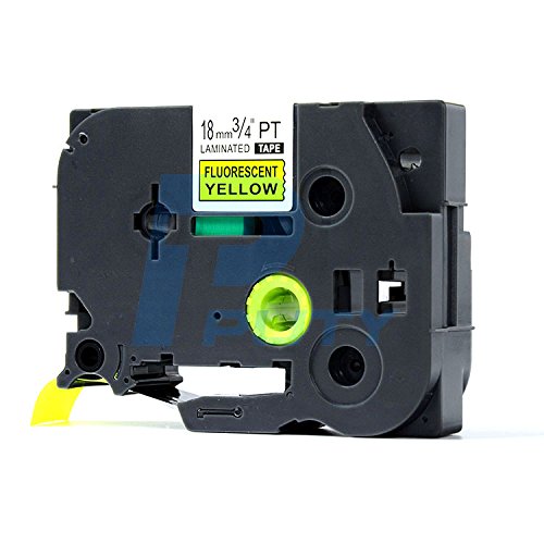 IDIK 1PK Black on Yellow Fluorescent Laminated Label Tape Compatible for Brother P-Touch TZe-C41 TZ C41 Tze C41(18mm x 8m)