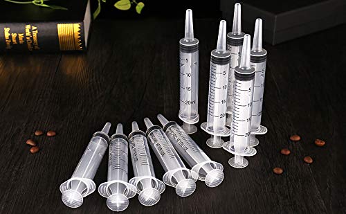 Gufastoe Pack of 10 20ml Sterile Syringes Without Needles with Cap for Small Pet Feeding Industrial Precision Application 10 Pieces Syringe 20ml