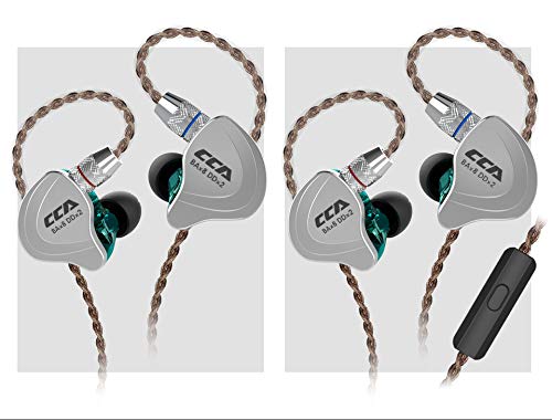 CCA C10 Five Drivers Hybrid in Ear Monitors in Each Side，HiFi 4BA 1DD High Resolution Earphones/Earbuds with 3.5mm Gold Plated Plug Detachable Cable 2pin 0.75mm Wired Earbuds(Black Without mic) No Mic C10 Black