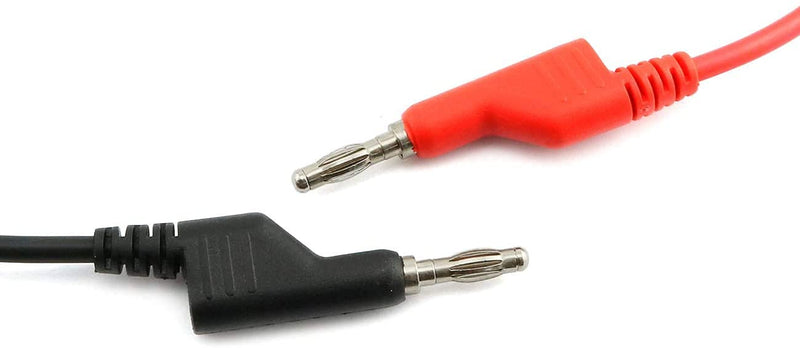 Longdex 2pcs/set 4mm Double Ended Stackable Banana Male Plug 15A Pure Copper Test Lead Cable Multimeter Testing Probe 1m (Black + Red)
