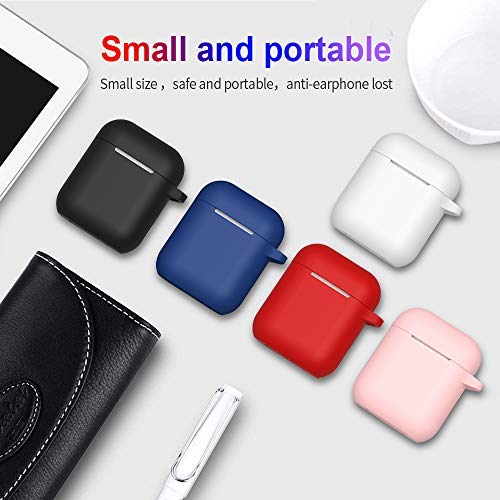 AirPods Case, Full Protective Silicone AirPods Accessories Cover Compatible with Apple AirPods 1&2 Wireless and Wired Charging Case(Front LED Visible),Black A-Black