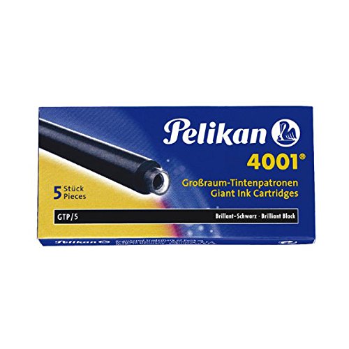 Pelikan 4001 GTP/5 Ink Cartridges for Fountain Pens, Royal Blue, 1.4ml, 10 Pack (330852), 5.000