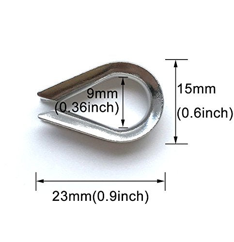 HEVERP 50 PCS M3 Stainless Steel Thimble for 1/8 Inches Diameter Wire Rope