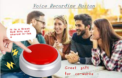 Neutral Voice Recording Button Easy Button Record 30 Seconds Talking Message Funny Office Gift Battery Powered Recordable Sound Buttons(red+Silver)