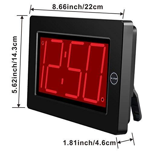 KWANWA Digital LED Wall Clock with 3'' Large Display Battery Operated/Powered Only - Black LED Display 3"