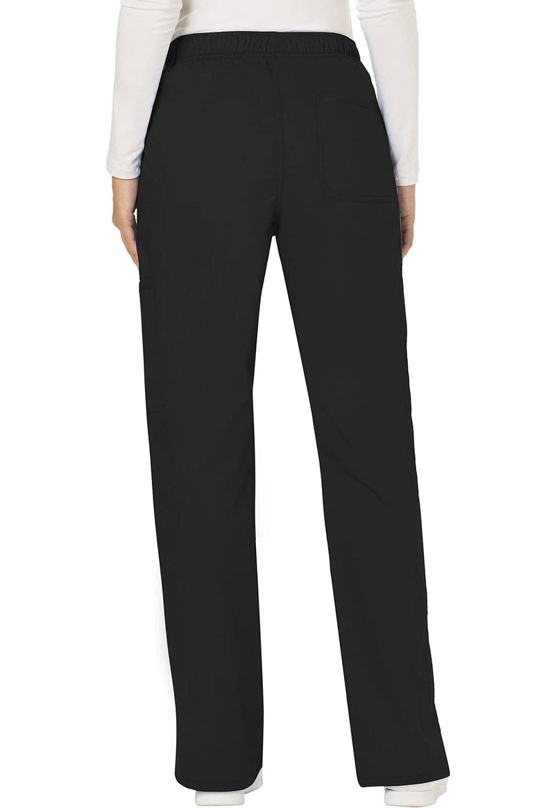 Cherokee Workwear Revolution Women's Mid Rise Moderate Flare Drawstring Scrub Pant XX-Small Petite Black