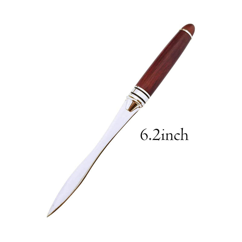 Chris.W Wood Handle Letter Opener Envelope Slitter Tea Knife, Stainless Steel Blade, 6.2"