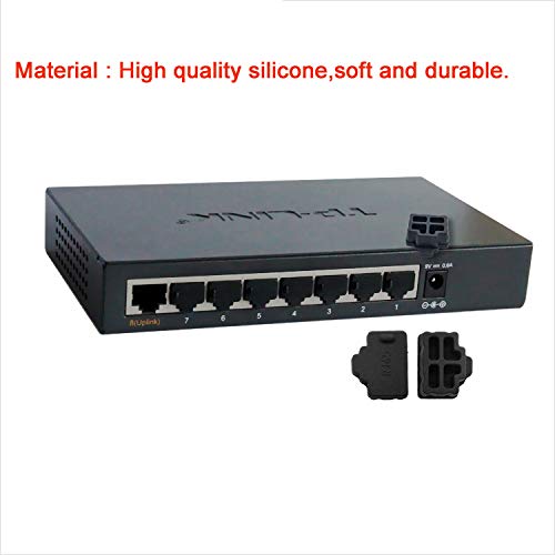 Silicone 55Pcs Ethernet Hub Port RJ45 Anti-Dust Cover Plugs Protector Stopper Cap for Female Port Black for TV,Computer,Other Devices.