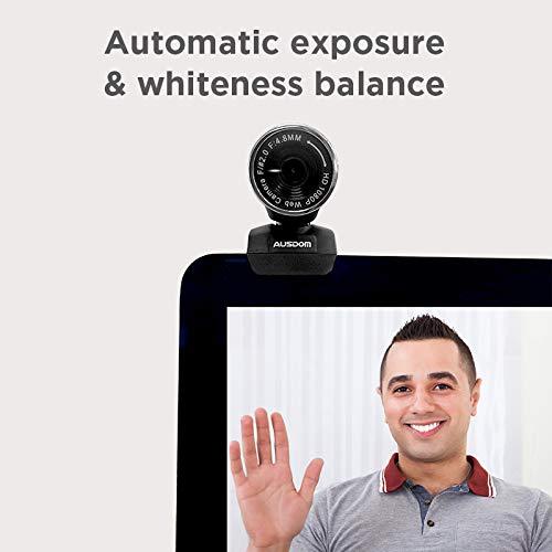 FHD Webcam 1080P, AUSDOM AW615 Computer Camera with Microphone USB Web Cam for Online Video Calling Skype YouTube Live Streaming Recording on Desktop Laptop PC Compatible with Mac Android Windows