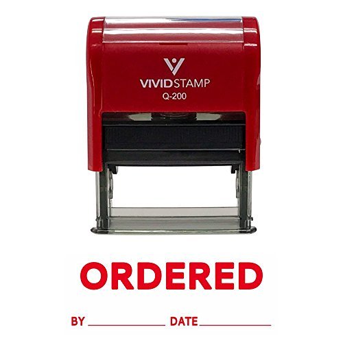 Ordered by Date Self Inking Rubber Stamp (Red Ink) - Medium