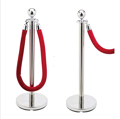 Red Velvet Stanchion Rope, KEAIDUO 5Ft Thick Stanchion Queue Barrier Rope, Crowd Control Rope Barrier with Chrome Plated Hooks (1pcs, Silver Hooks) 1pcs Silver Hooks
