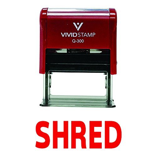 Shred Self Inking Rubber Stamp (Red Ink) - Large 3/4" x 1-7/8" - Large Red