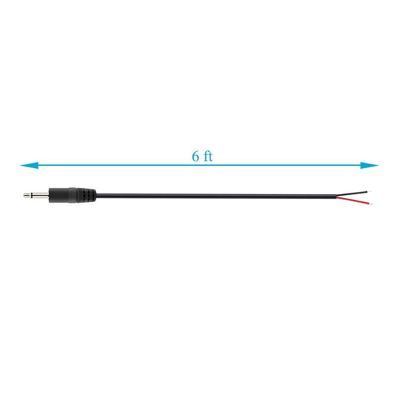 Fancasee (6 ft) Replacement 3.5mm Male Plug to Bare Wire Open End TS 2 Pole Mono 1/8" 3.5mm Plug Jack Connector Audio Cable Repair
