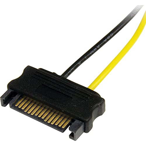 StarTech.com 6in SATA Power to 6 Pin PCI Express Video Card Power Cable Adapter - SATA to 6 pin PCIe power, Black, Yellow (SATPCIEXADAP)
