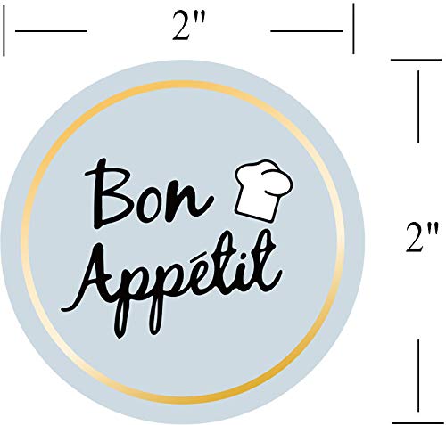 Besttile Party Bon Appetit Stickers Roll,2Inch,Food Service and Catering Business Lables,Bakery Packaging Stickers,Waterproof Bon Appetit Stickers,Decorative Sealing Stickers