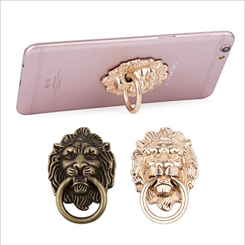 Tvoip 3Pcs Phone Holder Metal Lion Mobile Phone Ring Stand Universal Desktop Bracket Plating Retro Style Lion Head Finger Holder Buckle