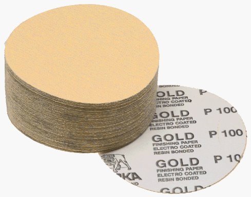 Mirka 23-332-080 5" Bulldog Gold (No-Hole) 80 Grit PSA Sanding Discs - 100 Discs per Box