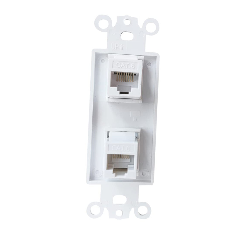 BUPLDET 2 Port Ethernet CAT6 Decora Insert Wall Plate White - CAT6 RJ45 Keystone Jack Decora Insert Cover Plate for Midsize/Oversize Wallplate 2CAT6Insert