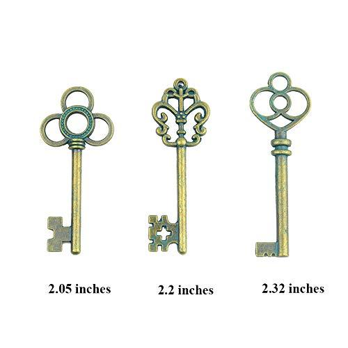 Aokbean Mixed Set of 30 Large Skeleton Keys in Antique Green - Set of 30 Keys