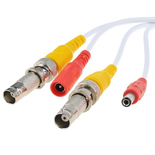 Flashmen 2-Pack 25ft HD Video Power Security Camera Cables Pre-Made All-in-One Extension Wire Cord with BNC Connectors for CCTV Security Camera (White)