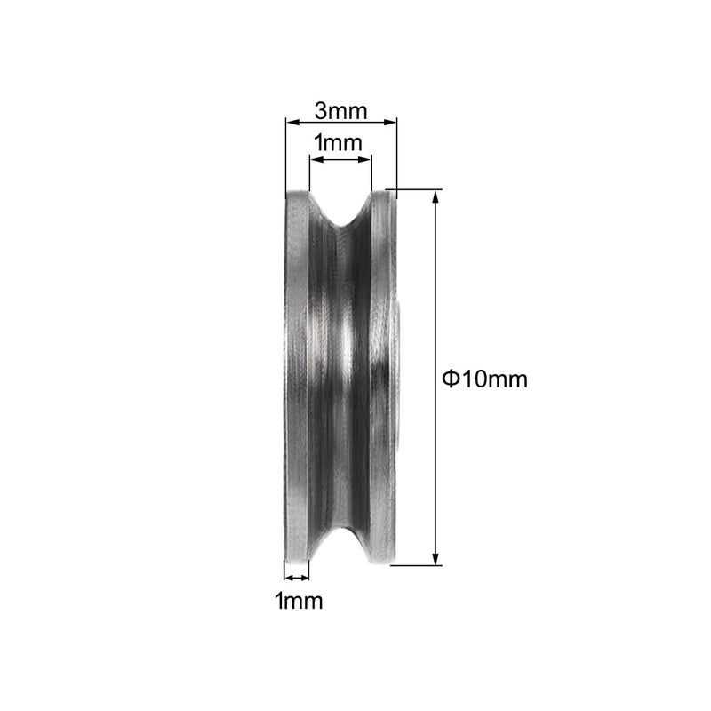 uxcell 603 U Groove Ball Track Guide Bearing 3x10x3mm Double Metal Shielded (GCr15) Chrome Steel Bearing 2pcs