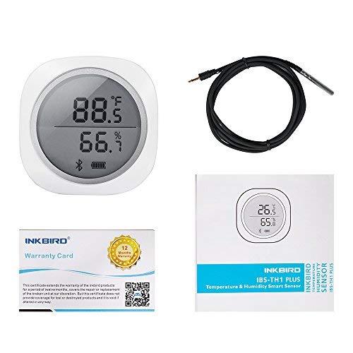 Inkbird IBS-TH1 Plus Wireless Bluetooth Temperature and Humidity Monitor Thermometer and Hygrometer Used for Brewing Meat Plant Cigar Storage