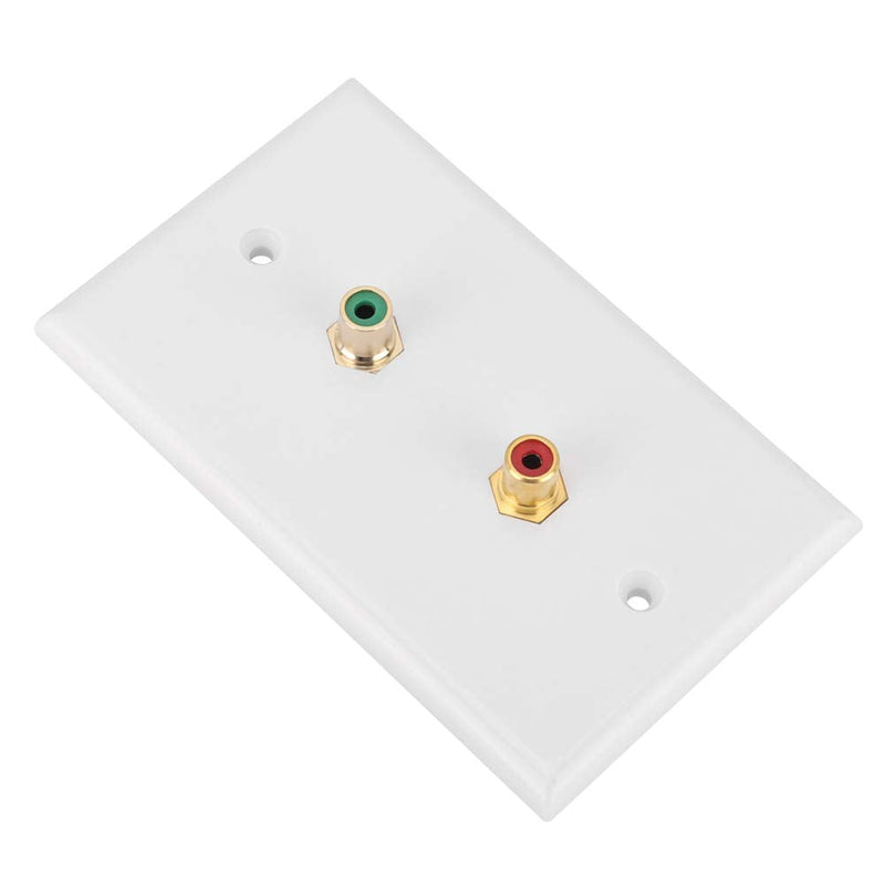 2-Port RCA Panel, Multi-Functional RCA Connector Wall Plate Insert Interfaces for Office Building Subwoofer Audio Port, US Standard, White