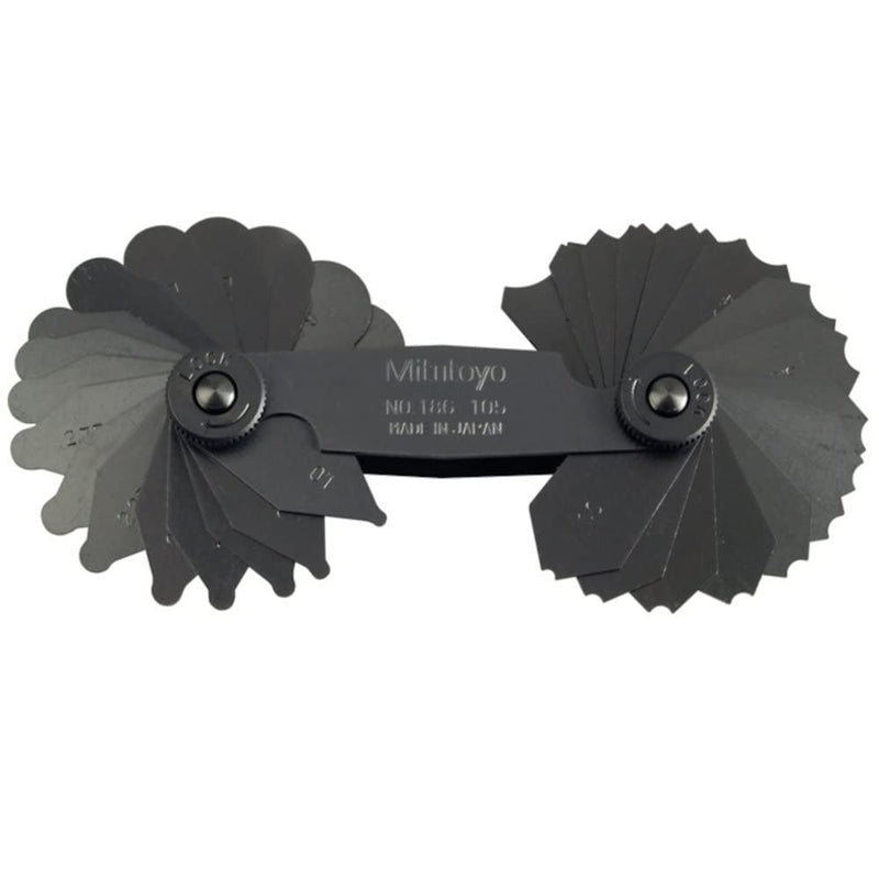 Mitutoyo - 504-186-105 186-105, Radius Gage Set, 17 Pairs of Leaves, 1mm to 3mm by 0.25mm, 3.5mm to 7mm by 0.5mm