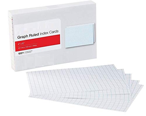 1InTheOffice Index Cards 4x6 Graph Ruled White, Quad Ruled Index cards 4x6 200/Pack