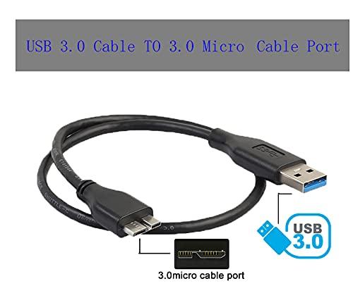 (2 Pack) Superspeed USB 3.0 Cable A Male to Micro B - (4 Feet) Black for WD My Passport Ultra, My Passport X Portable USB 3.0 Hard Drive Storage