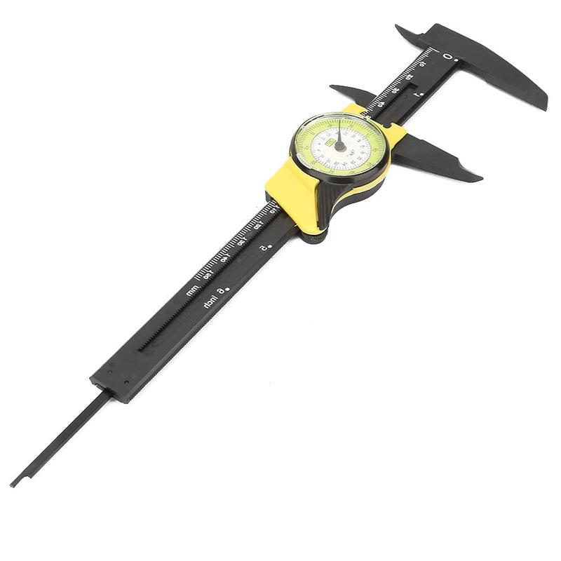 Dial Calipers 150mm, Plastic Dial Vernier Caliper Ruler Gauge Imperial Standard Measuring Tool 0.1mm Read Value(Yellow) (Yellow)