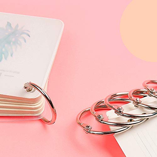 Loose Leaf Binder Rings 2 3/4 Inch (15 Pack) Book Rings Clips for Index Cards Note Paper Metal Nickel Plated (Silver)