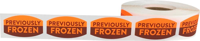 Previously Frozen Grocery Store Food Labels .75 x 1.375 inch Oval Shape 500 Total Adhesive Stickers