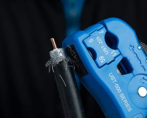 Jonard Tools UST-525 Universal Cable Stripping Tool with Cable Stop for Coax, Network, and Telephone Cables RG59/6 & 7/11 COAX Stripper w/ Stop