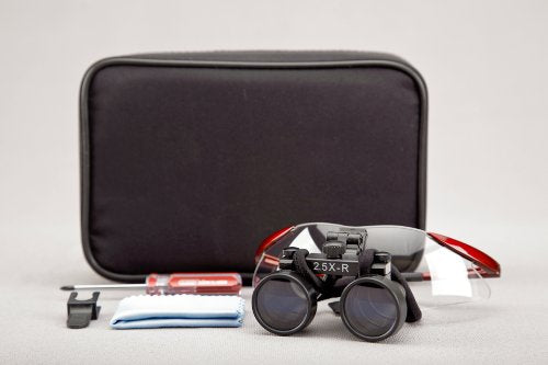 Dental Surgicial Loupe Loupes 2.5x Magnification 16.5" (420mm) Working Distance Burgundy Goggles