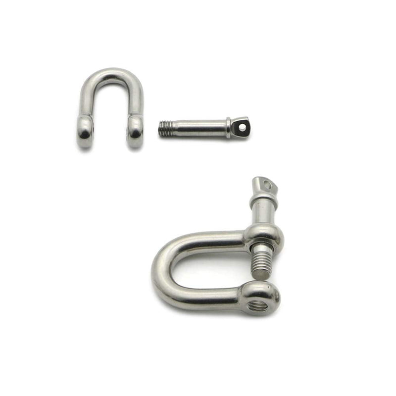 10 PCS M4 Stainless Steel D Shackle 5/32" (4mm) Forged D Shackle with Screw Pin, Silver Color