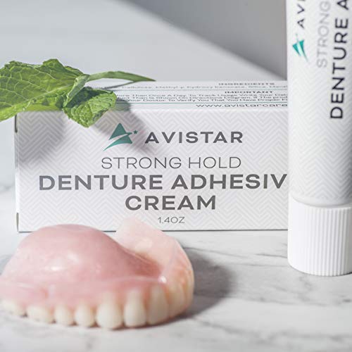 Denture Adhesive Cream (5 Pack) - Extra Strong Hold with Easy Application & Mint Flavour (Zinc & Fluoride Free)