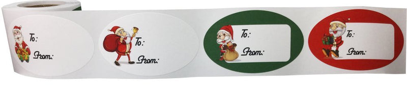 Santa Claus Presents Gifts Tags Christmas Holiday to from Labels 1 1/2 x 2 1/2 Inch 100 Total Stickers