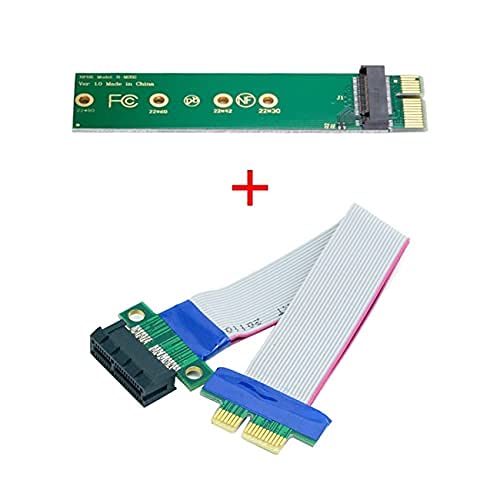 NFHK NGFF M-Key NVME AHCI SSD to PCI-E 3.0 1x x1 Vertical Adapter with Cable Male to Female Extension