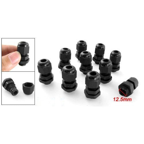 25 Pcs PG7 Black Plastic Waterproof Cable Wire Glands Joints