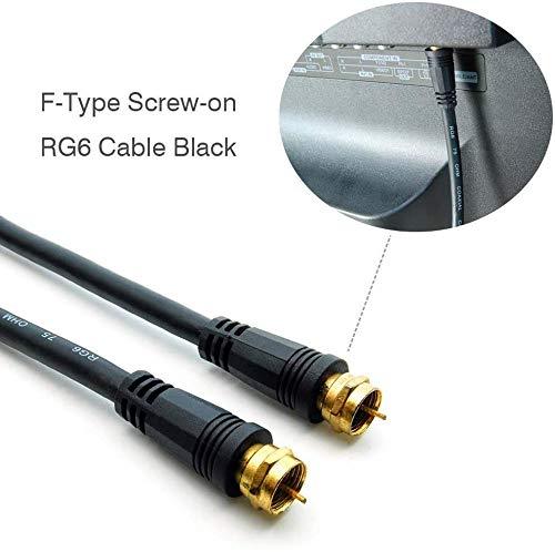iMBPrice - (2-Pack) RG6 Coaxial Patch Cable (6 Feet) with F-Type Screw-on Connectors in Black 1 6 Feet