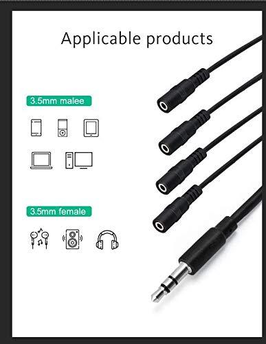 3.5mm Headphone Splitter Cable,ONXE 1/8 Inch AUX Stereo Jack Audio Splitter 1 Male to 2 3 4 Female Adapter Cable for Mp3 Player Mobile Phone Laptop, PC Headphone Speakers(Black) black