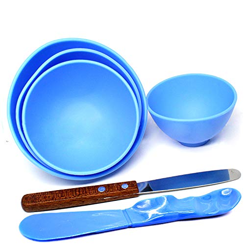 BONEW 4 x plastic toothbrush bowls for alginate, modeling clay, rubber plaster bowl + 2 mixing spatulas