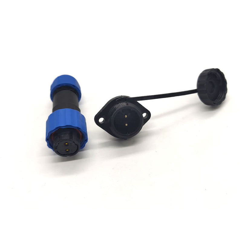 Elecbee Connector Aviation Plug SP17 IP68 2 Pin Female Plug and Male Socket 2 Holes Flange Straight Waterproof and Dustproof Satellite Cable Connector