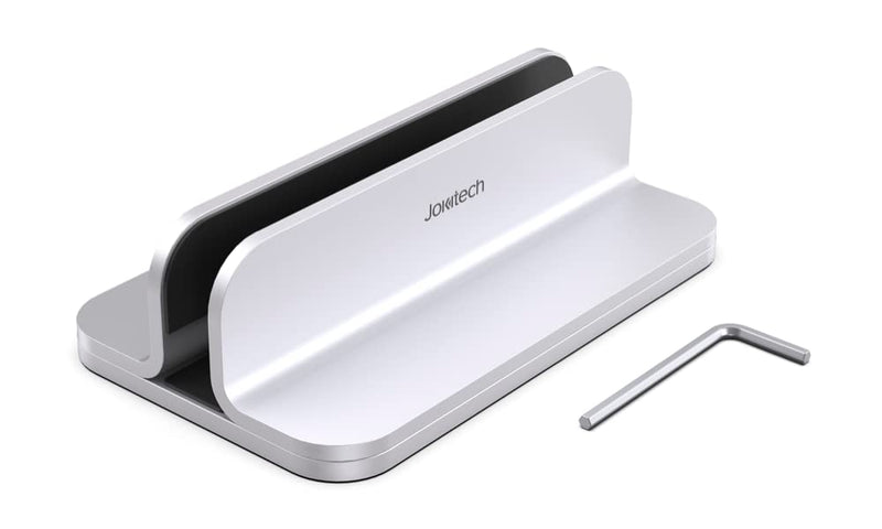 JOKItech Aluminum Laptop Vertical Stand Organizer, Sturdy Laptop Computer Holder Desktop Stand Compatible with New Retina Apple MacBook Pro/Air, Mac Mini, Apple TV and iPad Pro -Silver Silver