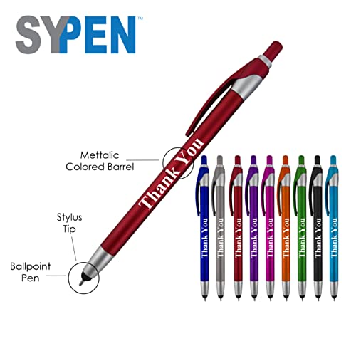 Thank You Greeting Gift Stylus Pens for Touchscreen Devices - 2 in 1 Combo Pen - for Employee Appreciation, Events and Parties, 50 Pack