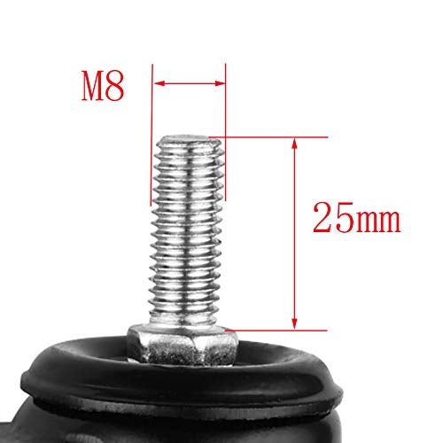 Mioni M8x25mm 4 pieces load-bearing 240kg PU rotating caster trolley furniture caster replacement (Without brake casters)
